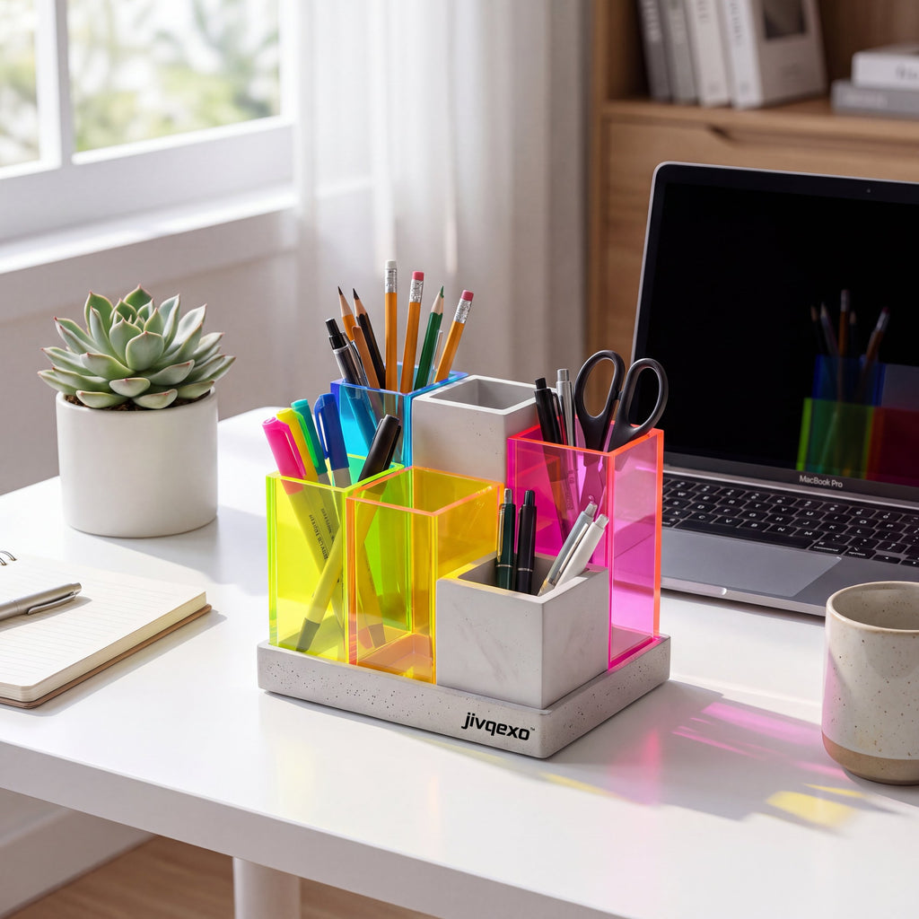 𝒋𝒊𝒗𝒒𝒆𝒙𝒐™ Modular Neon Pen Holder — product detail and lifestyle view 1