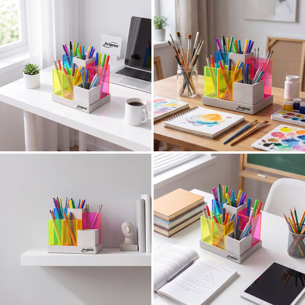 𝒋𝒊𝒗𝒒𝒆𝒙𝒐™ Modular Neon Pen Holder — product detail and lifestyle view 3