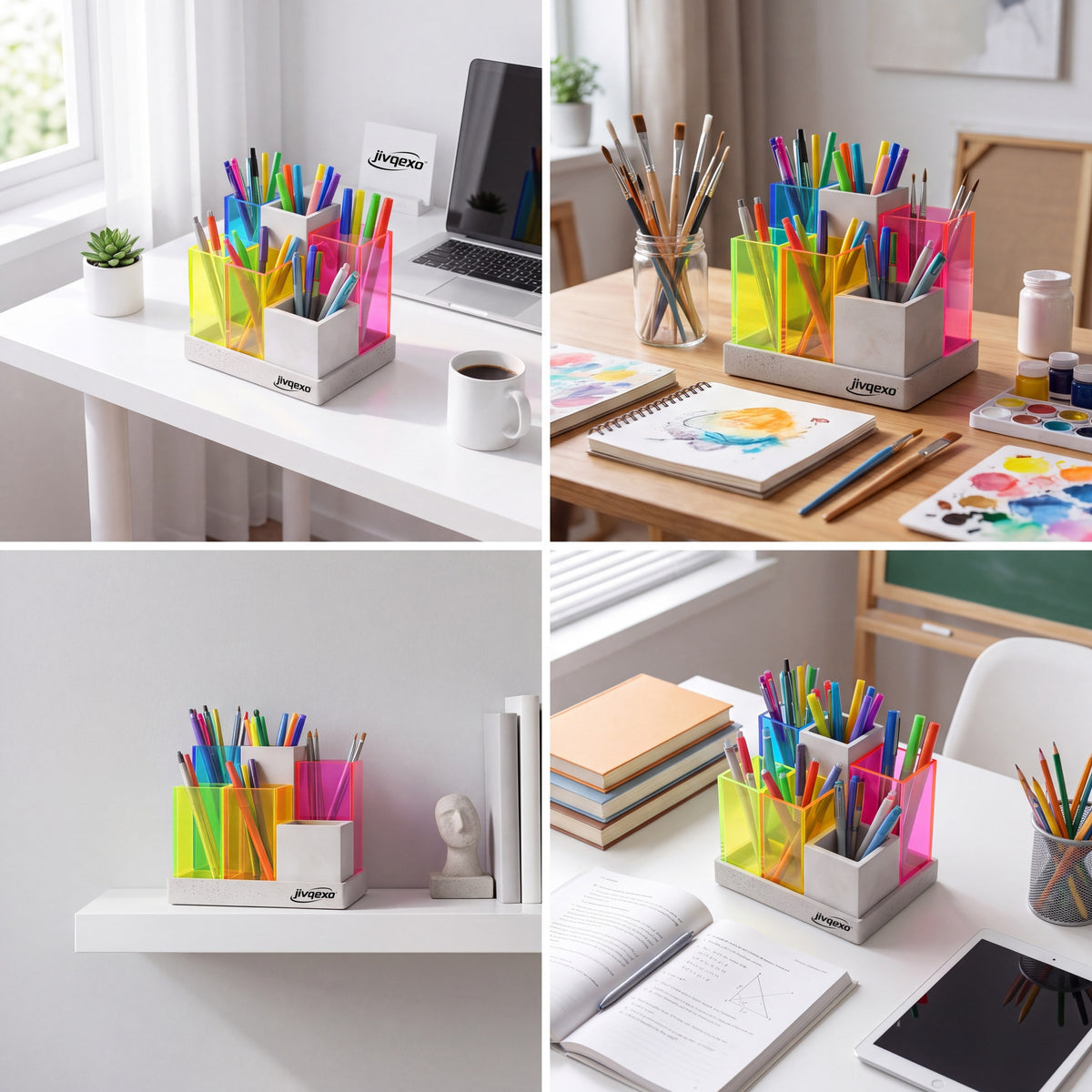 𝒋𝒊𝒗𝒒𝒆𝒙𝒐™ Modular Neon Pen Holder — product detail and lifestyle view 3