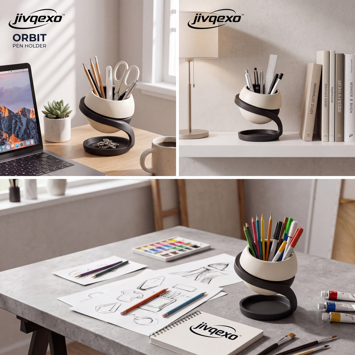 𝒋𝒊𝒗𝒒𝒆𝒙𝒐™ Orbit Pen Holder — product detail and lifestyle view 3