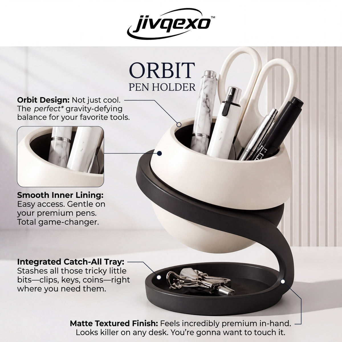 𝒋𝒊𝒗𝒒𝒆𝒙𝒐™ Orbit Pen Holder — product detail and lifestyle view 4
