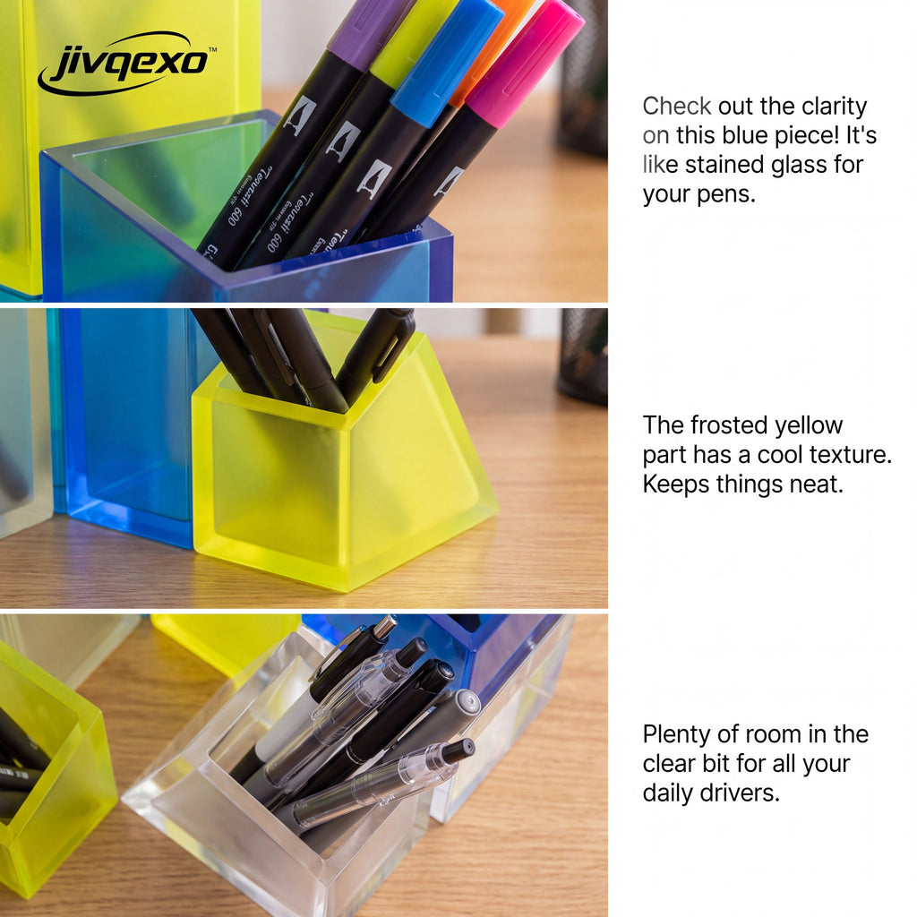 𝒋𝒊𝒗𝒒𝒆𝒙𝒐™ Neon Desk Organizer — product detail and lifestyle view 1