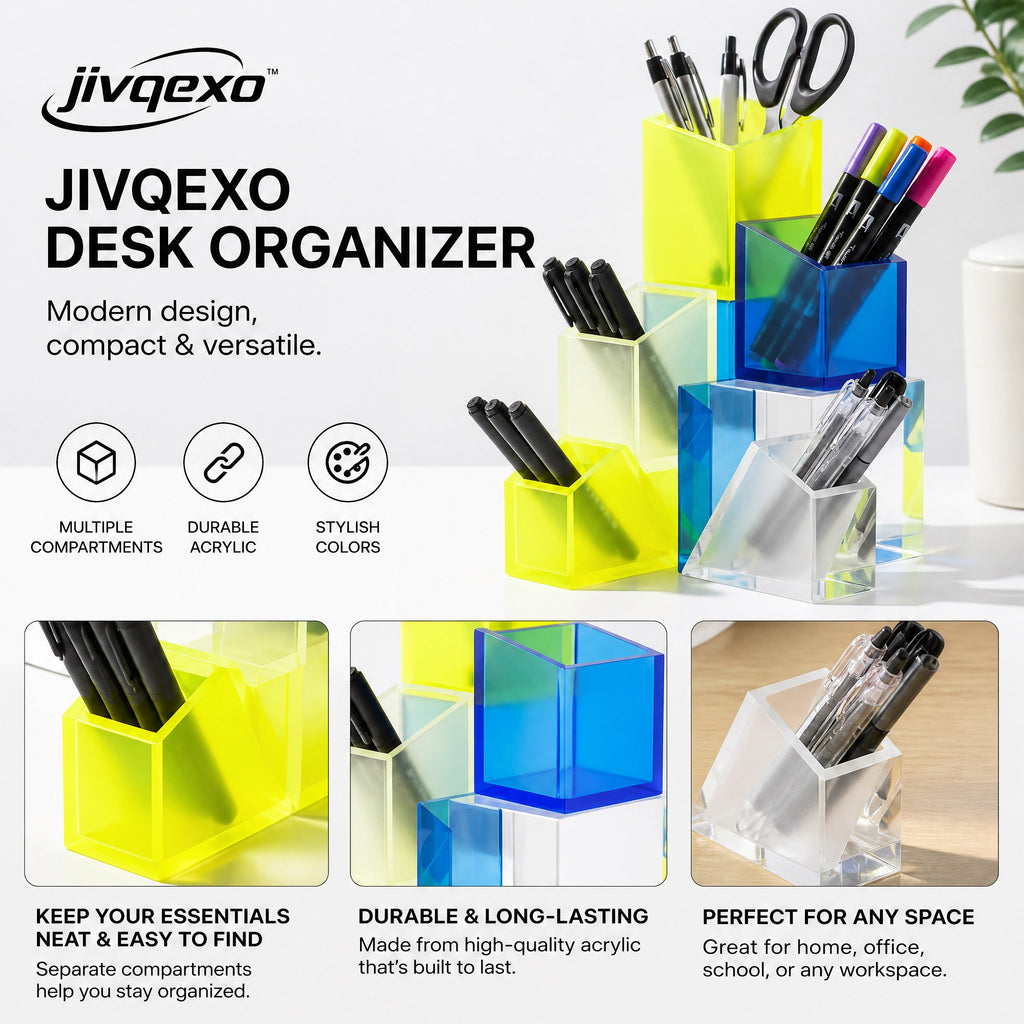 𝒋𝒊𝒗𝒒𝒆𝒙𝒐™ Neon Desk Organizer — product detail and lifestyle view 3