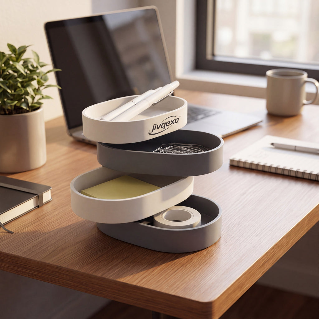 𝒋𝒊𝒗𝒒𝒆𝒙𝒐™ TwistStack Desk Organizer — product detail and lifestyle view 1