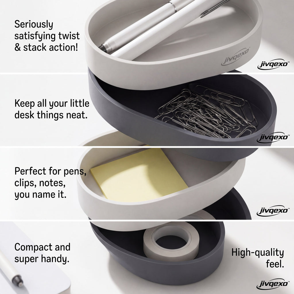 𝒋𝒊𝒗𝒒𝒆𝒙𝒐™ TwistStack Desk Organizer — product detail and lifestyle view 2