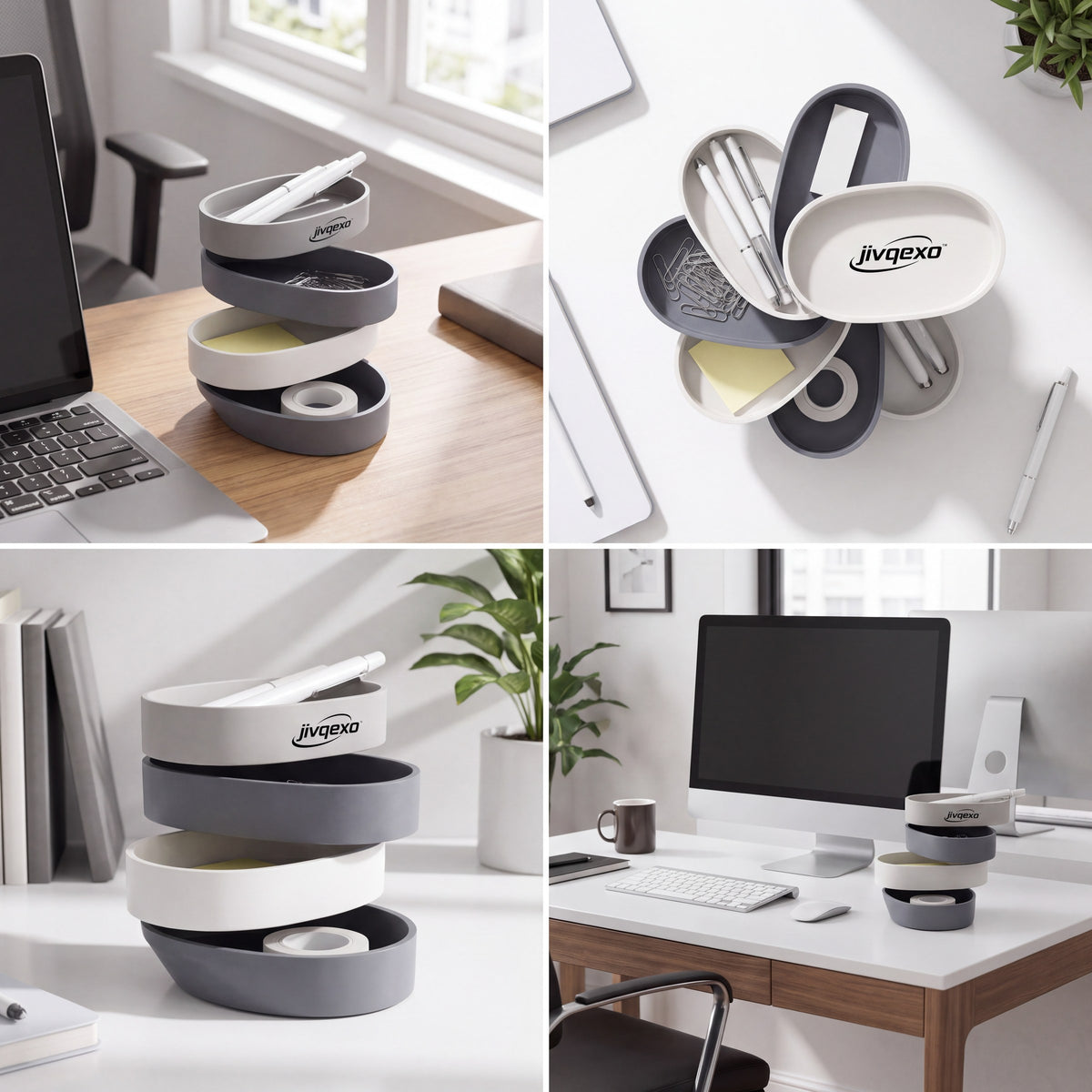 𝒋𝒊𝒗𝒒𝒆𝒙𝒐™ TwistStack Desk Organizer — product detail and lifestyle view 3