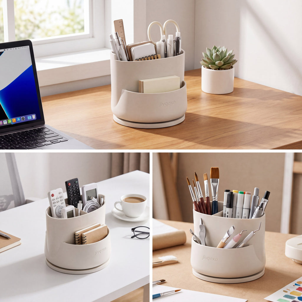 𝒋𝒊𝒗𝒒𝒆𝒙𝒐™ Swivel Desk Caddy — product detail and lifestyle view 2