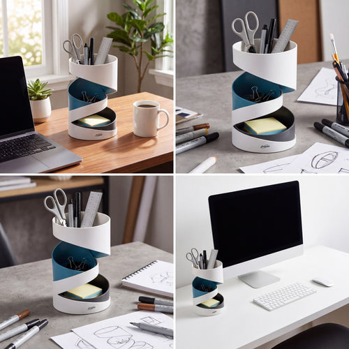 𝒋𝒊𝒗𝒒𝒆𝒙𝒐™ Helix Desk Organizer — product detail and lifestyle view 2