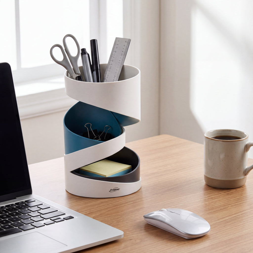 𝒋𝒊𝒗𝒒𝒆𝒙𝒐™ Helix Desk Organizer — product detail and lifestyle view 3