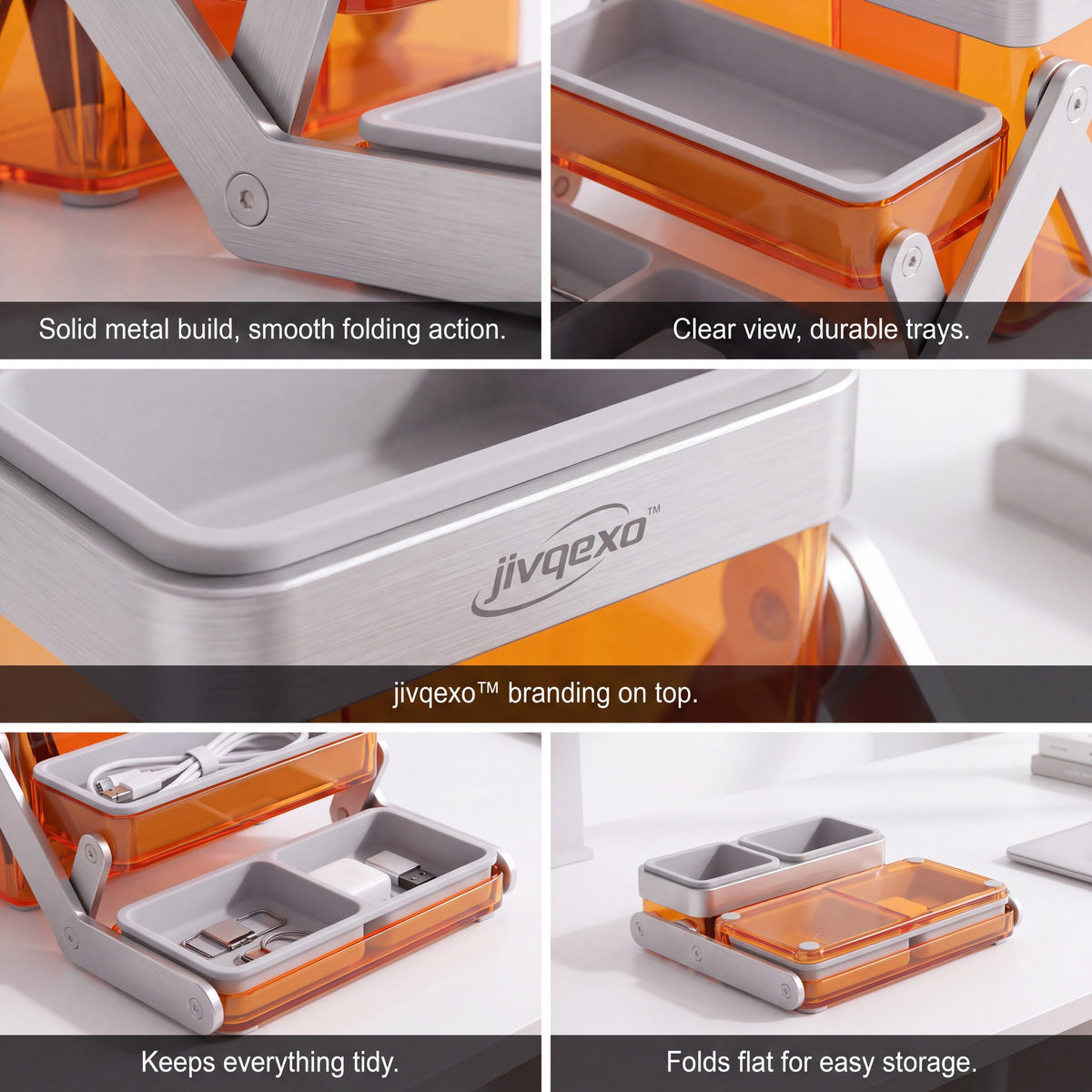 𝒋𝒊𝒗𝒒𝒆𝒙𝒐™ Smart Fold Desk Organizer — product detail and lifestyle view 4