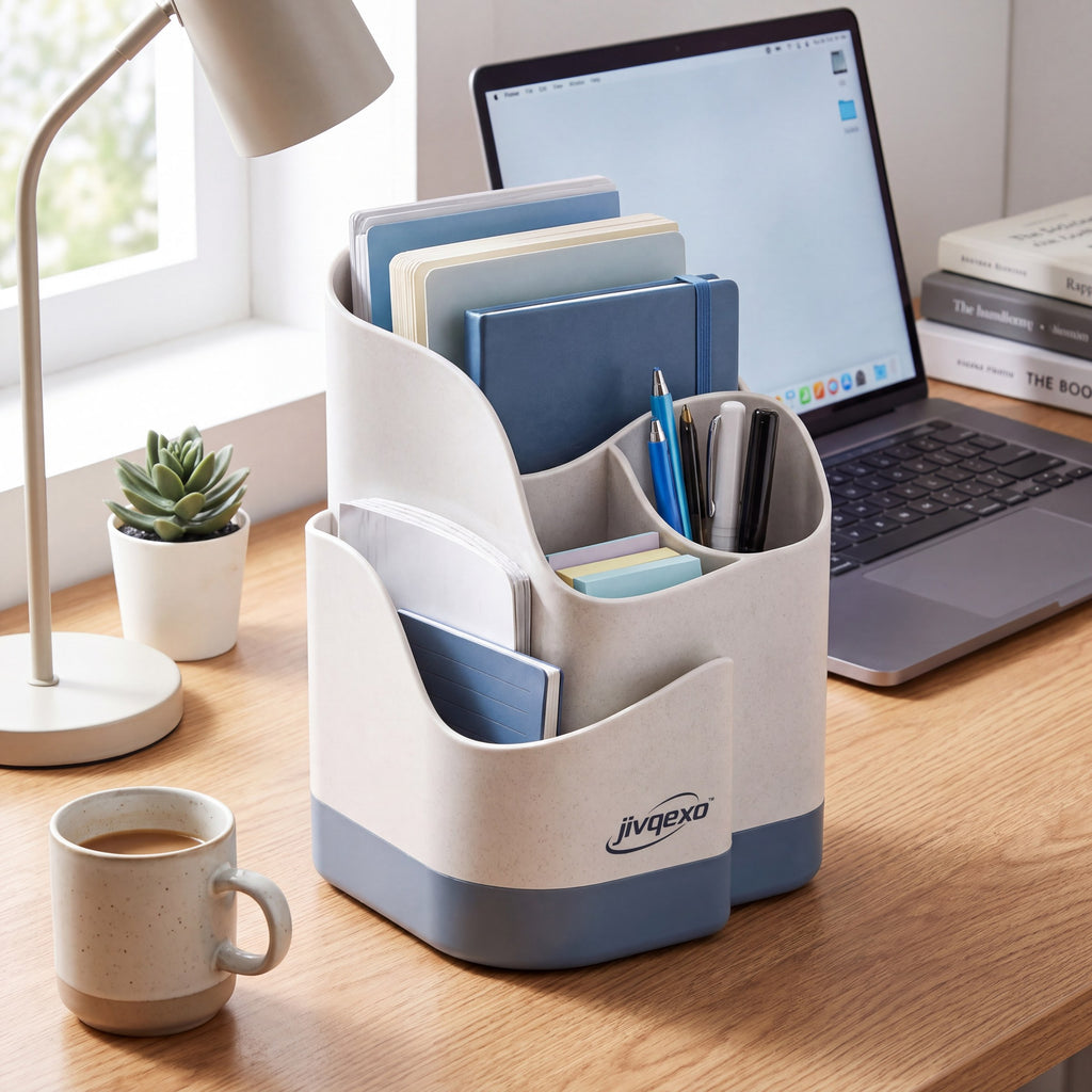 𝒋𝒊𝒗𝒒𝒆𝒙𝒐™ Wave Desk Organizer — product detail and lifestyle view 1