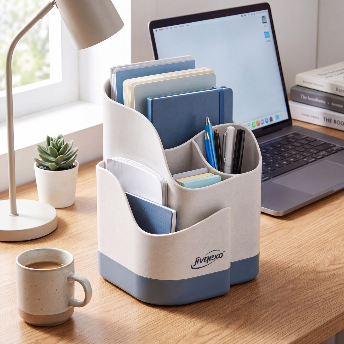 𝒋𝒊𝒗𝒒𝒆𝒙𝒐™ Wave Desk Organizer — product detail and lifestyle view 1