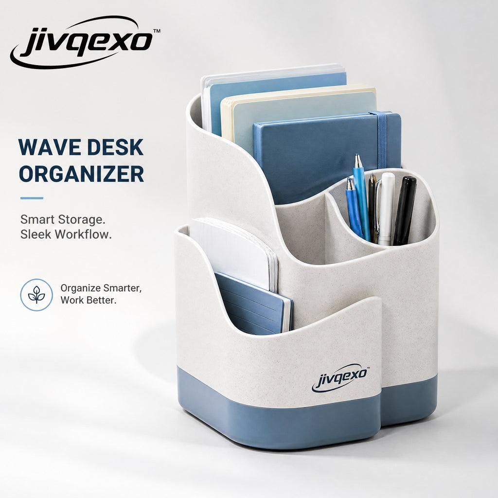 𝒋𝒊𝒗𝒒𝒆𝒙𝒐™ Wave Desk Organizer — product detail and lifestyle view 3