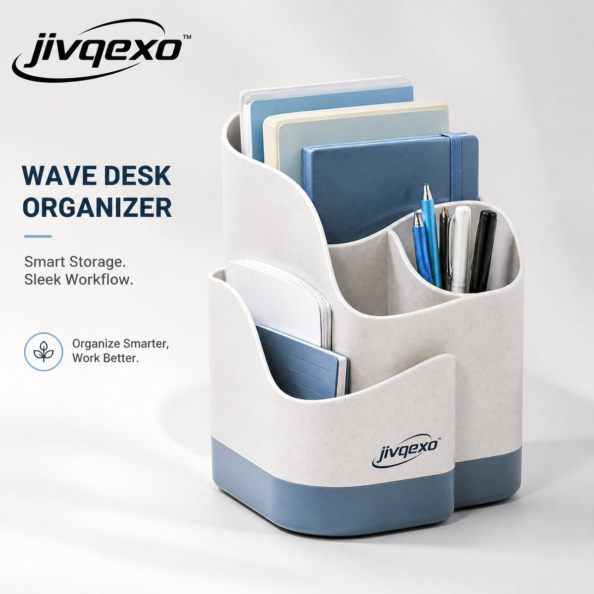 𝒋𝒊𝒗𝒒𝒆𝒙𝒐™ Wave Desk Organizer — product detail and lifestyle view 3