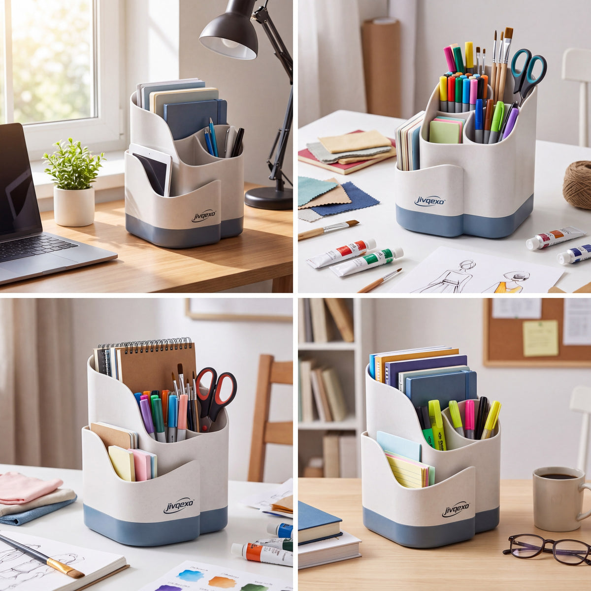 𝒋𝒊𝒗𝒒𝒆𝒙𝒐™ Wave Desk Organizer — product detail and lifestyle view 4